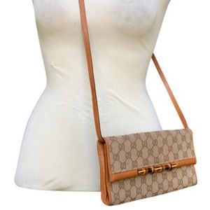 Authentic Gucci Brown Logo GG Canvas Crossbody Bag